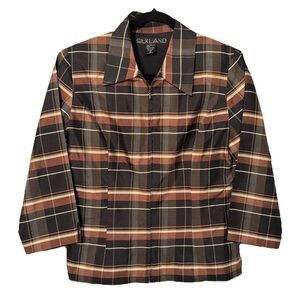 Silkland Jacket Womens 6 Multicolor Plaid Silk Lined Zip Front Office Preppy